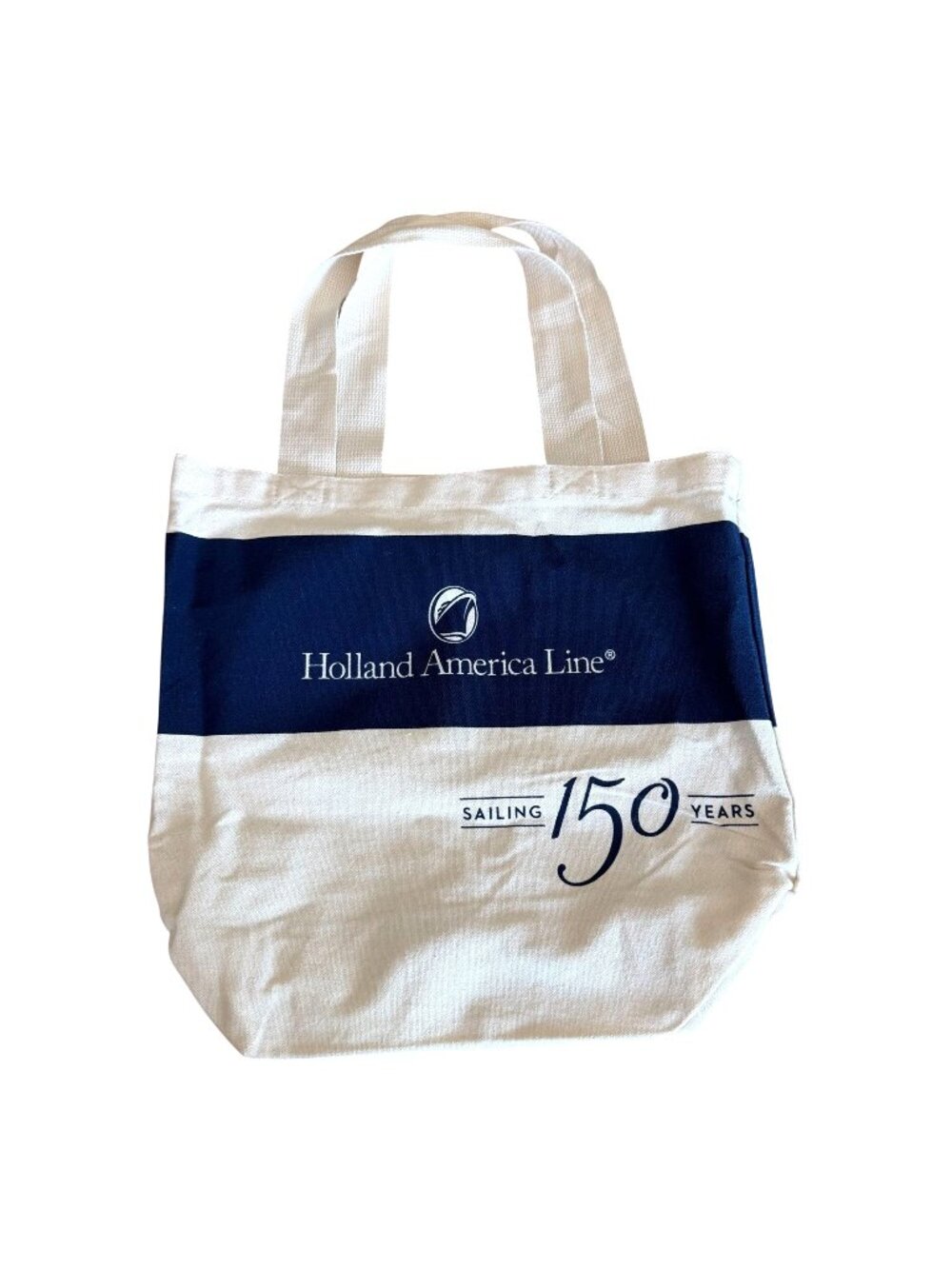 Holland America Line 150th Anniversary Canvas Tote Bag Navy & White Cruise